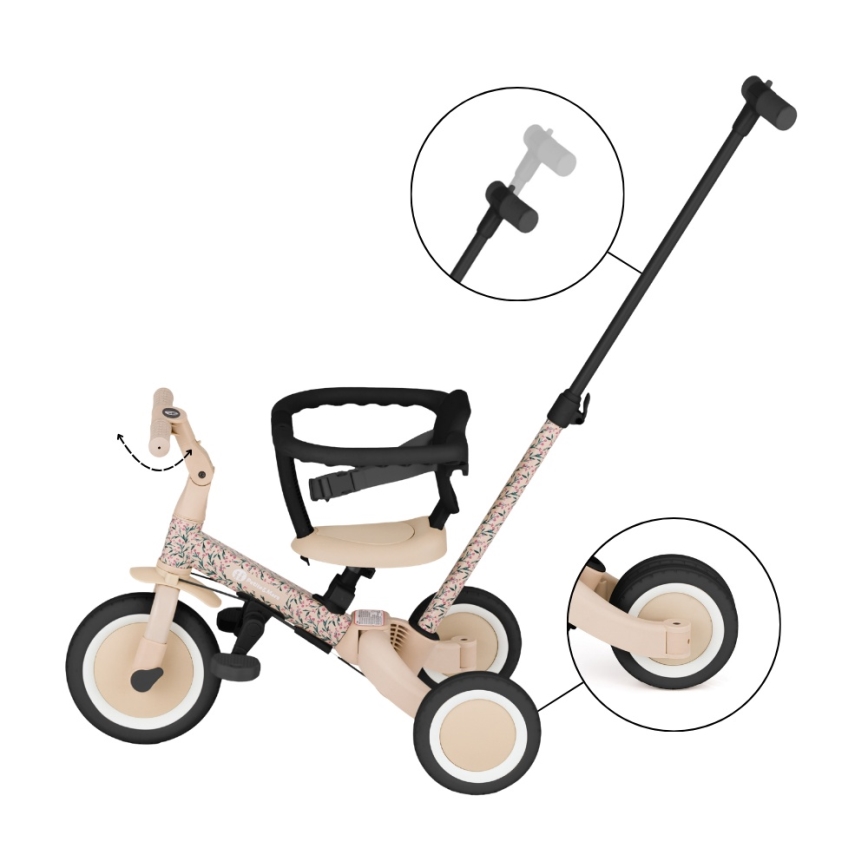PETITE&MARS - Triciclo infantil 5 em 1 TURBO LIMITED Pink Meadow