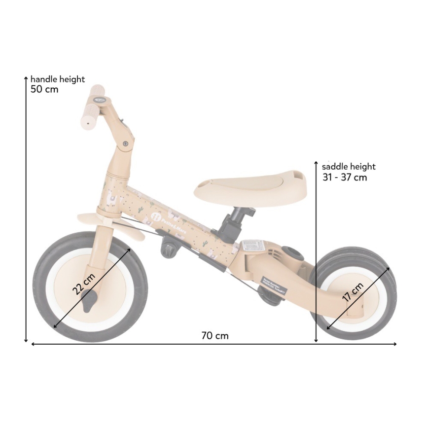 PETITE&MARS - Triciclo infantil 5 em 1 TURBO LIMITED Pink Meadow