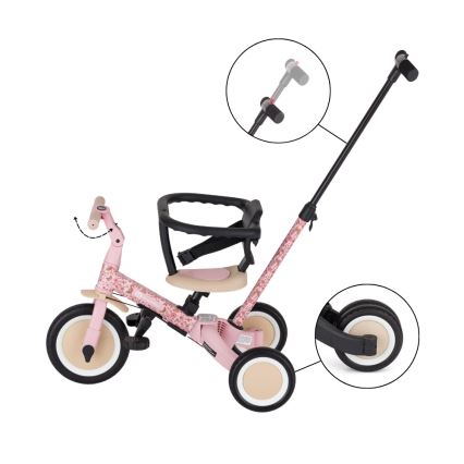 PETITE&MARS - Triciclo infantil 5 em 1 TURBO LIMITED Rosy Wilderness