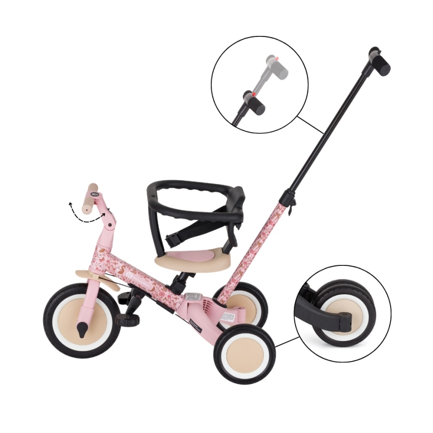 PETITE&MARS - Triciclo infantil 5 em 1 TURBO LIMITED Rosy Wilderness