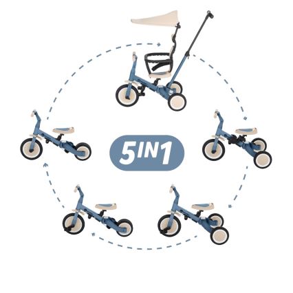 PETITE&MARS - Triciclo infantil 5 em 1 TURBO PLUS Azul Oceano