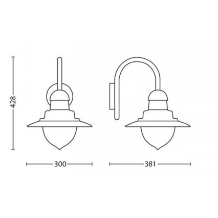 Philips 01652/06/PN - Candeeiro de parede para exterior MYGARDEN RAINDROP 1xE27/53W/230V IP44