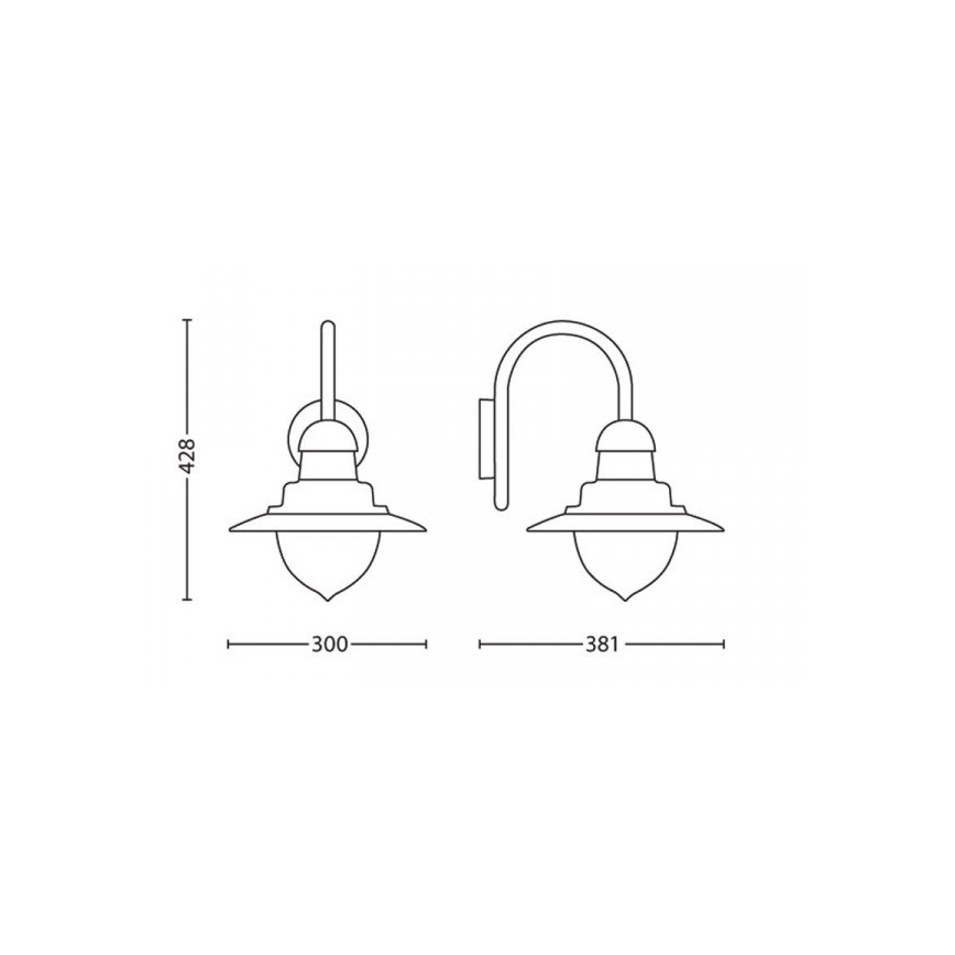 Philips 01652/06/PN - Candeeiro de parede para exterior MYGARDEN RAINDROP 1xE27/53W/230V IP44