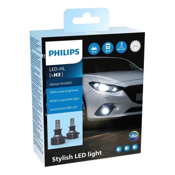 Philips 11336U3022X2 - CONJUNTO 2x LED Lâmpada de carro Ultinon Pro3022 H3 PK22s/20W/12/24V 6000K