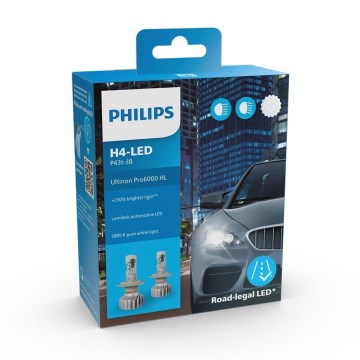Philips 11342U6000X2 - CONJUNTO 2x Lâmpada LED Automotiva Ultinon Pro6000 H4 PX426d/18W/12V 5800K