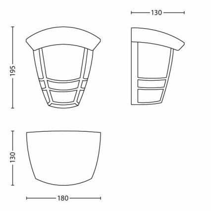 Philips - Luz de parede de exterior 1xE27/60W/230V IP44