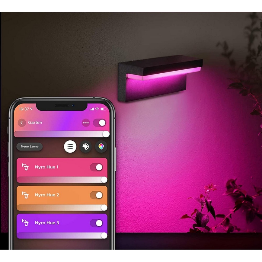 Philips - LED RGBW Iluminação de parede exterior com regulação Hue NYRO LED/13,5W/230V 2000-6500K IP44