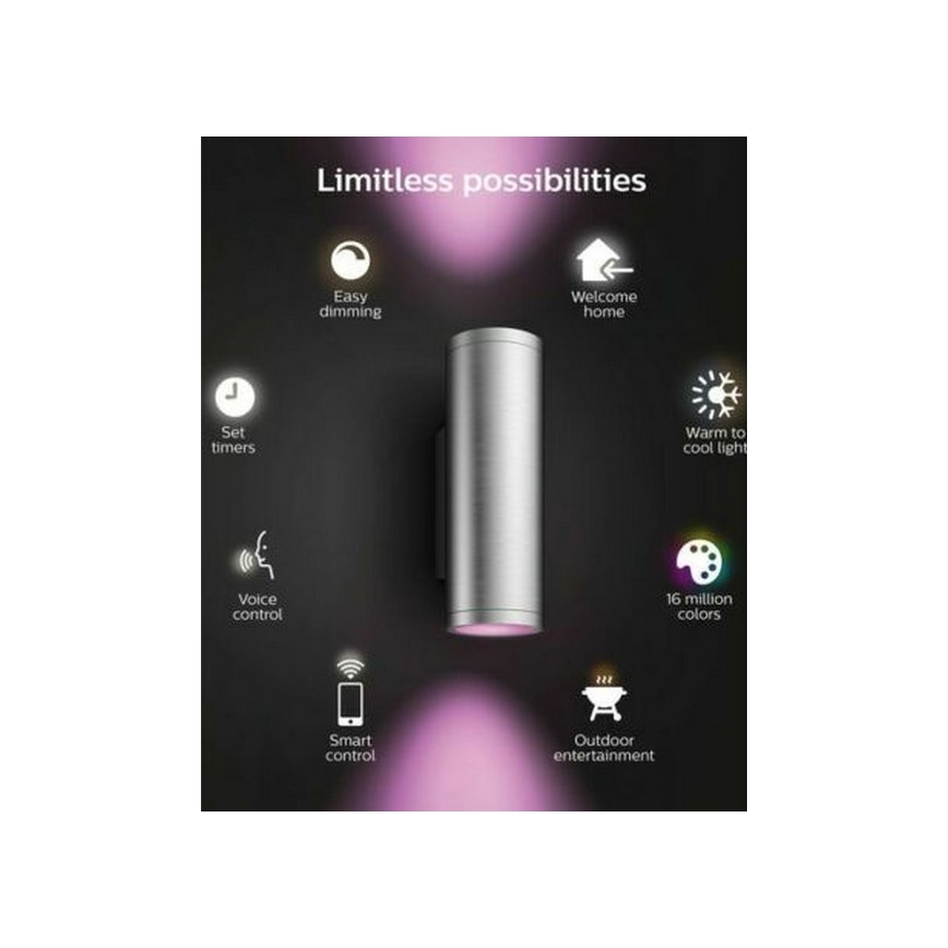 Philips - LED RGBW Iluminação de parede exterior com regulação Hue APPEAR 2xLED/8W/230V IP44