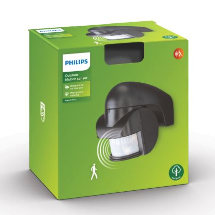 Philips - Sensor de movimento exterior IP44 preto