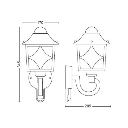 Philips - Iluminação de parede exterior com sensor 1xE27/60W/230V IP44