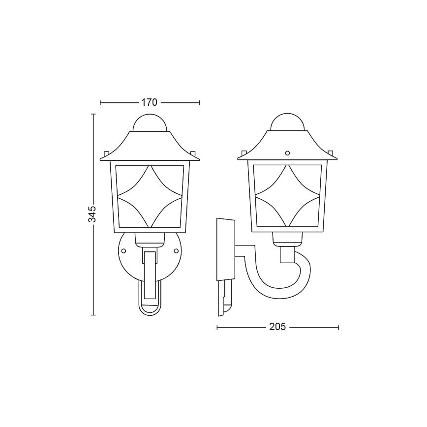 Philips - Iluminação de parede exterior com sensor 1xE27/60W/230V IP44
