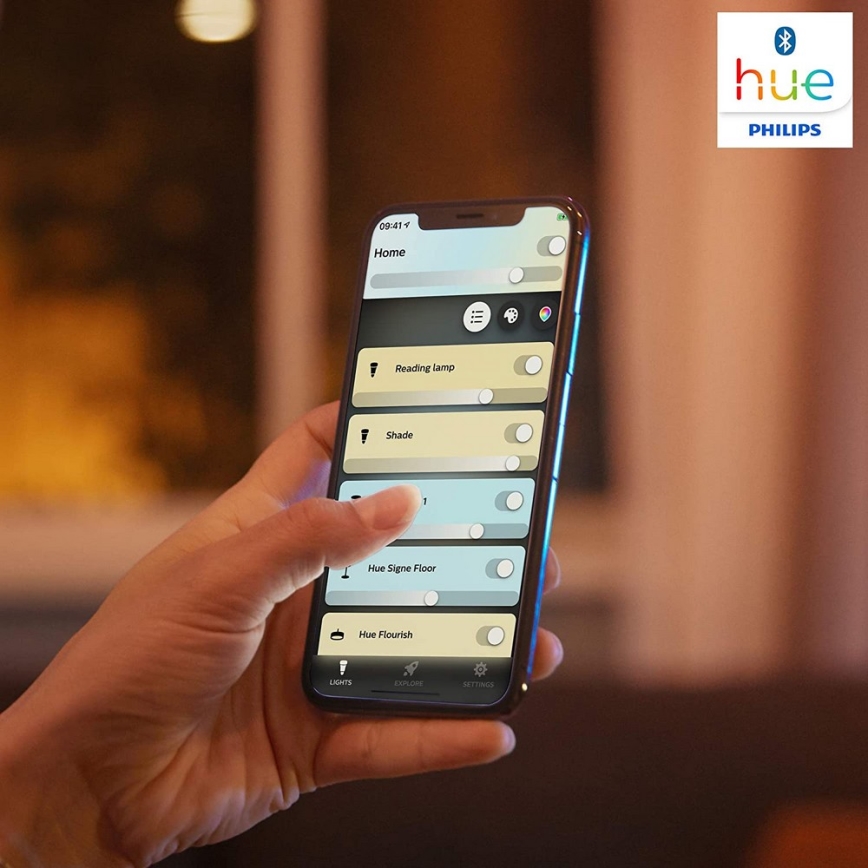 Philips - Lâmpada LED Regulável Hue WELLNER 1xE27/8,5W/230V + controlo remoto