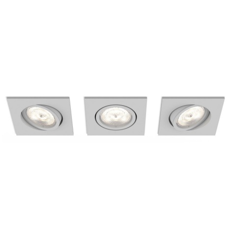 Philips 50123/87/P0 - CONJUNTO 3x Iluminação embutida LED com regulação CASEMENT LED/4,5W/230V