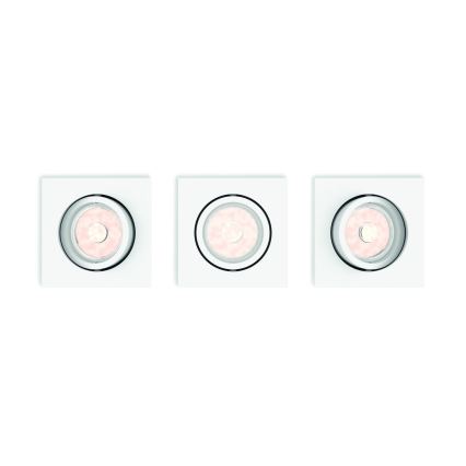 Philips - Conjunto com 3 spots LED RGBW reguláveis de embutir 1xGU10/4,8W/230V branco + comando remoto