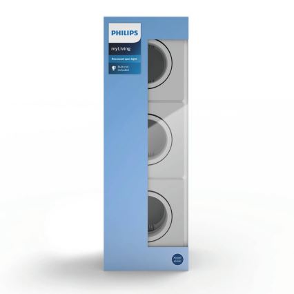 Philips 50193/87/PN - CONJUNTO 3x Luz embutida ENNEPER 1xGU10/5,5W/230V