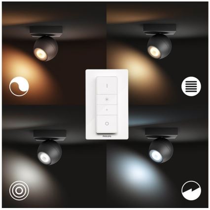 Philips - Luminária de embutir LED regulável Hue BUCKRAM 1xGU10/5W/230V + controlo remoto