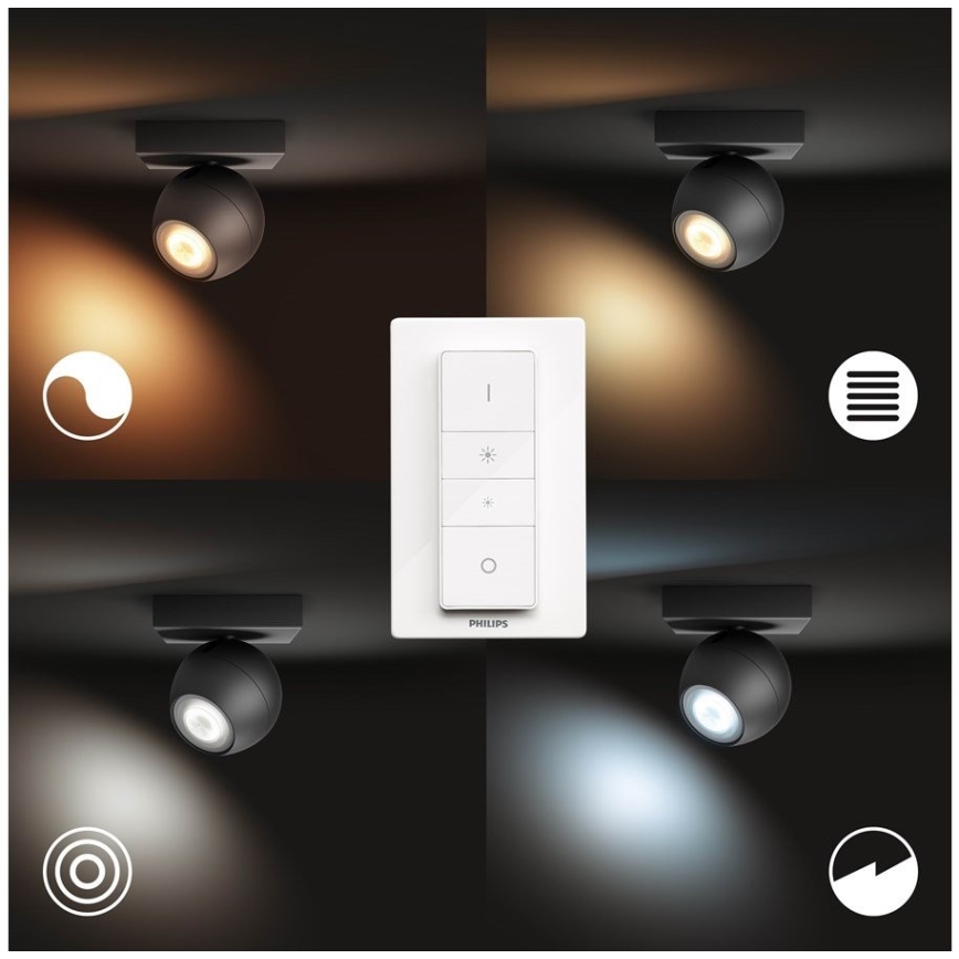 Philips - Luminária de embutir LED regulável Hue BUCKRAM 1xGU10/5W/230V + controlo remoto