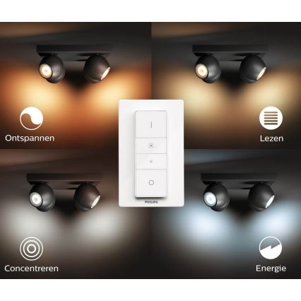 Philips - Luminária de embutir LED regulável Hue BUCKRAM 4xGU10/5W/230V + comando à distância