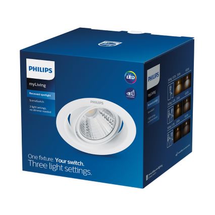Philips - Luminária LED embutida regulável SCENE SWITCH LED/3W/230V 2700K