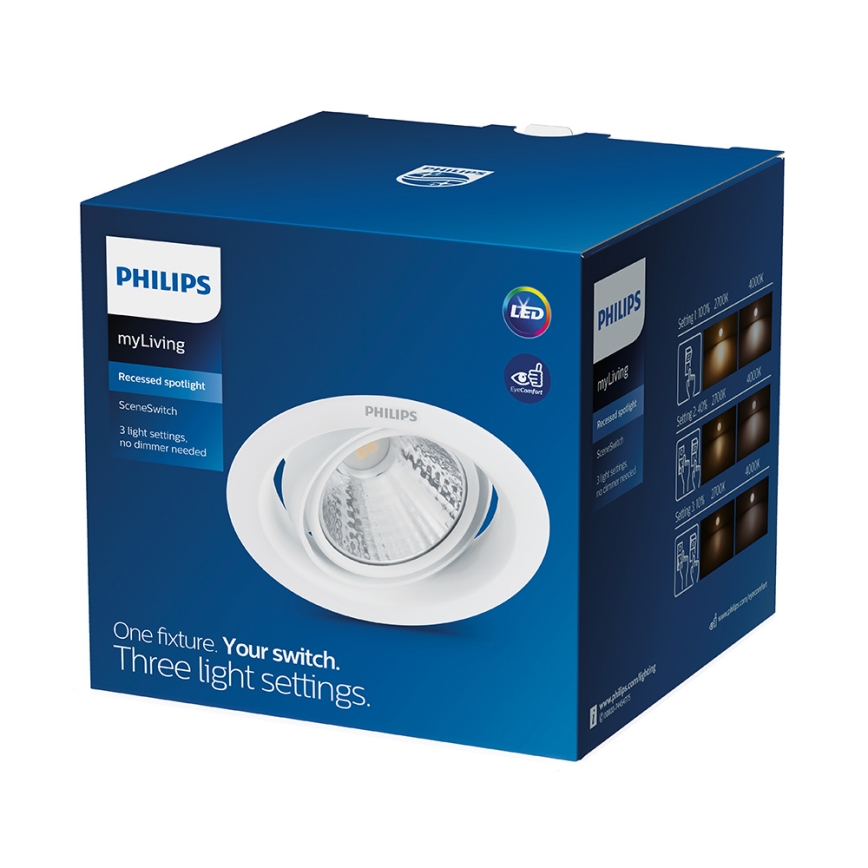 Philips - Luminária LED embutida regulável SCENE SWITCH LED/3W/230V 2700K