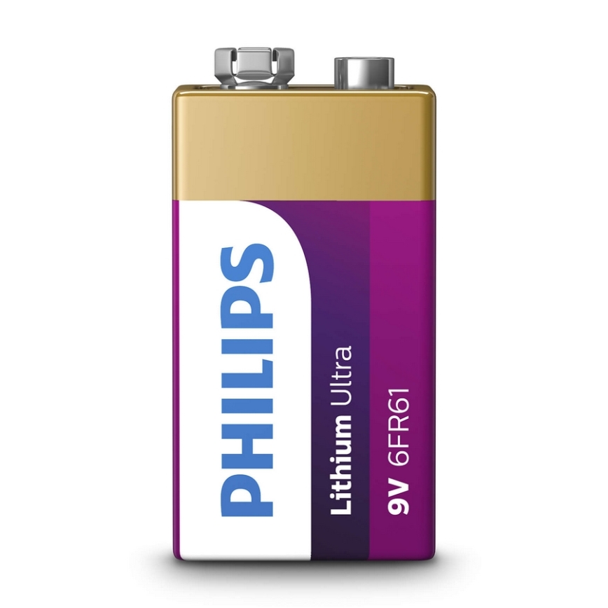 Philips 6FR61LB1A/10 - Célula de lítio 6LR61 LITHIUM ULTRA 9V 600mAh