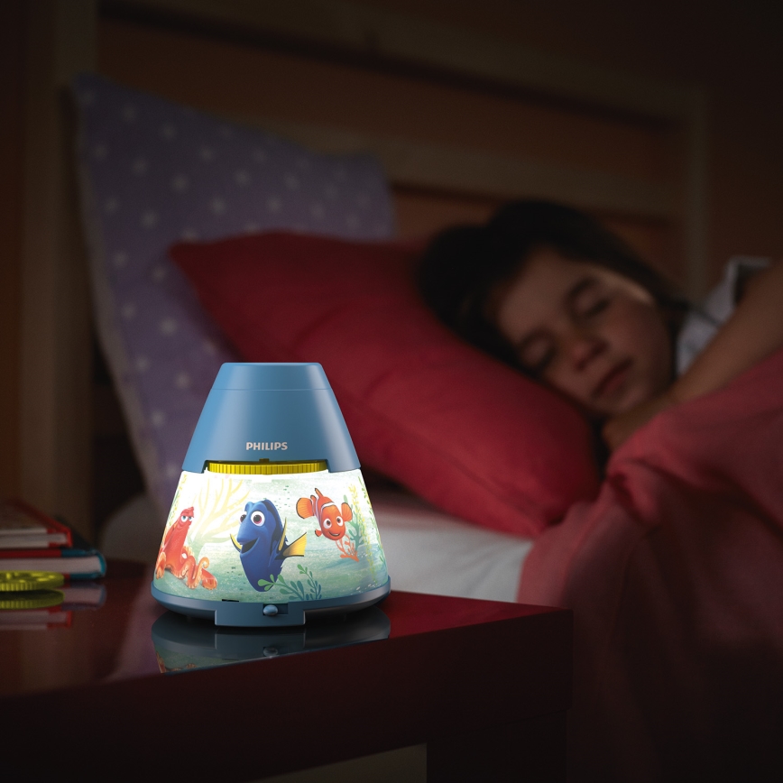 Philips 71769/90/16 - LED Projetor de criança DISNEY DORY LED/0,1W/3xAAA