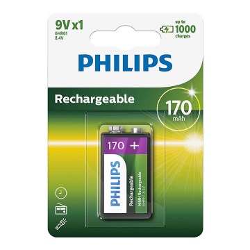 Philips 9VB1A17/10 - Bateria recarregável MULTILIFE NiMH/9V/170 mAh
