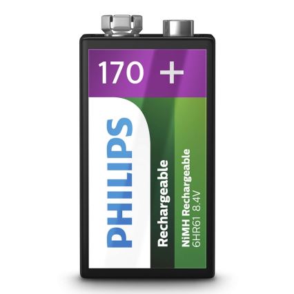 Philips 9VB1A17/10 - Bateria recarregável MULTILIFE NiMH/9V/170 mAh