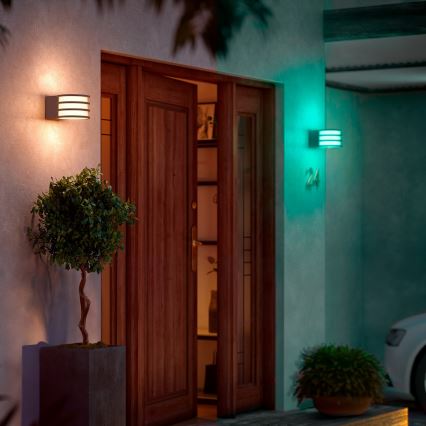 Philips - Aplique de parede exterior LED RGB dimerizável Hue LUCCA 1xE27/8,1W/230V 1000-20000K IP44