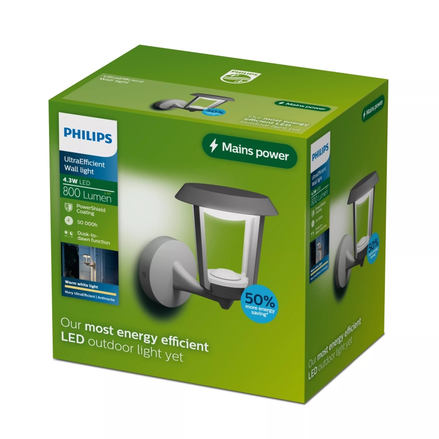Philips - Aplique de parede exterior NUVY LED/4,3W/230V 2700K IP44