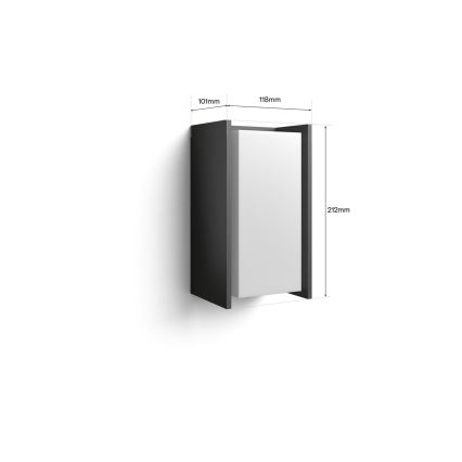 Philips - Aplique de parede LED regulável para exterior Hue TURACO White And Color Ambiance 1xE27/8,1W/230V 1000-20000K