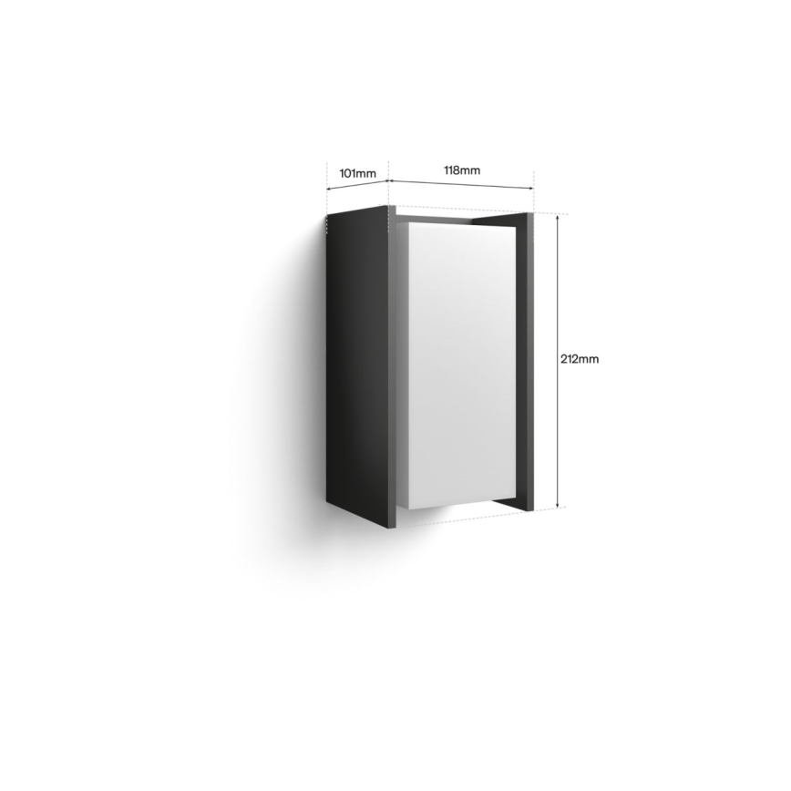 Philips - Aplique de parede LED regulável para exterior Hue TURACO White And Color Ambiance 1xE27/8,1W/230V 1000-20000K