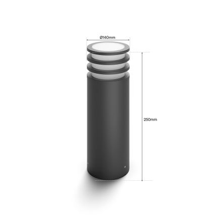Philips - Lâmpada exterior LED RGB dimerizável Hue LUCCA 1xE27/8,1W/230V 25 cm 1000-20000K IP44