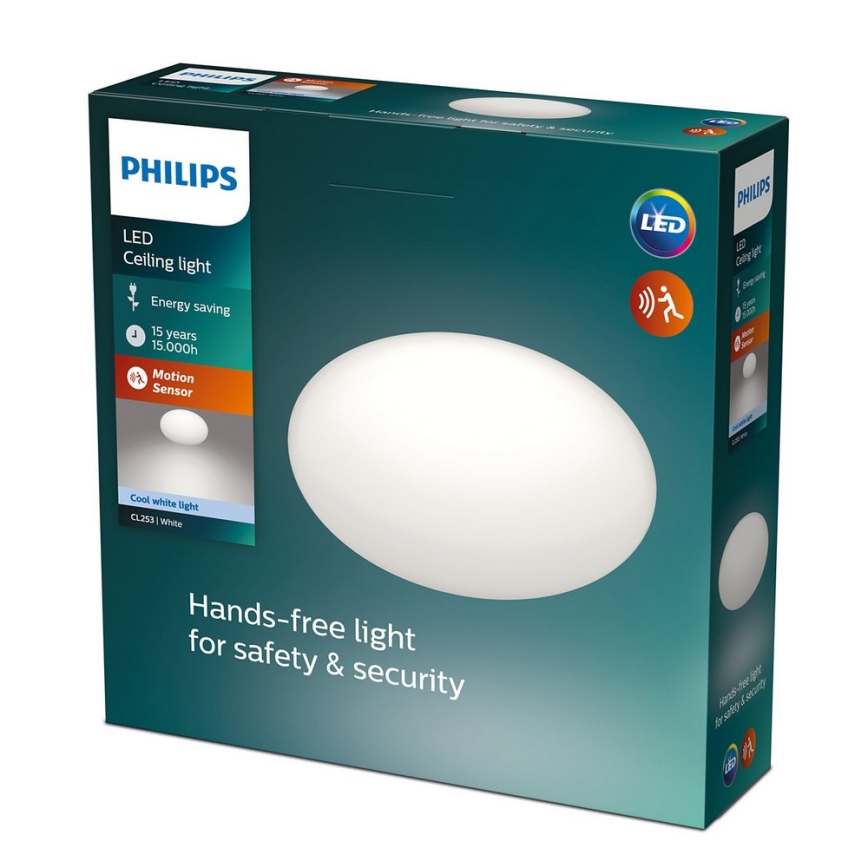 Philips - Candeeiro de teto LED com sensor, 12W/230V, 4000K
