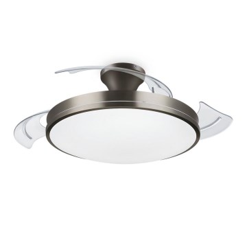 Philips - Candeeiro de tecto LED com ventilador BLISS LED/35W/230V 5500/4000/2700K níquel + controlo remoto