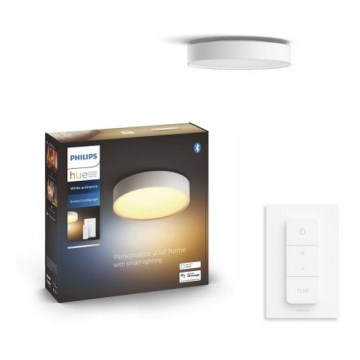 Philips - Candeeiro de tecto regulável Hue LED/9,6W/230V 2200–6500K Ø 261 mm branco + comando remoto