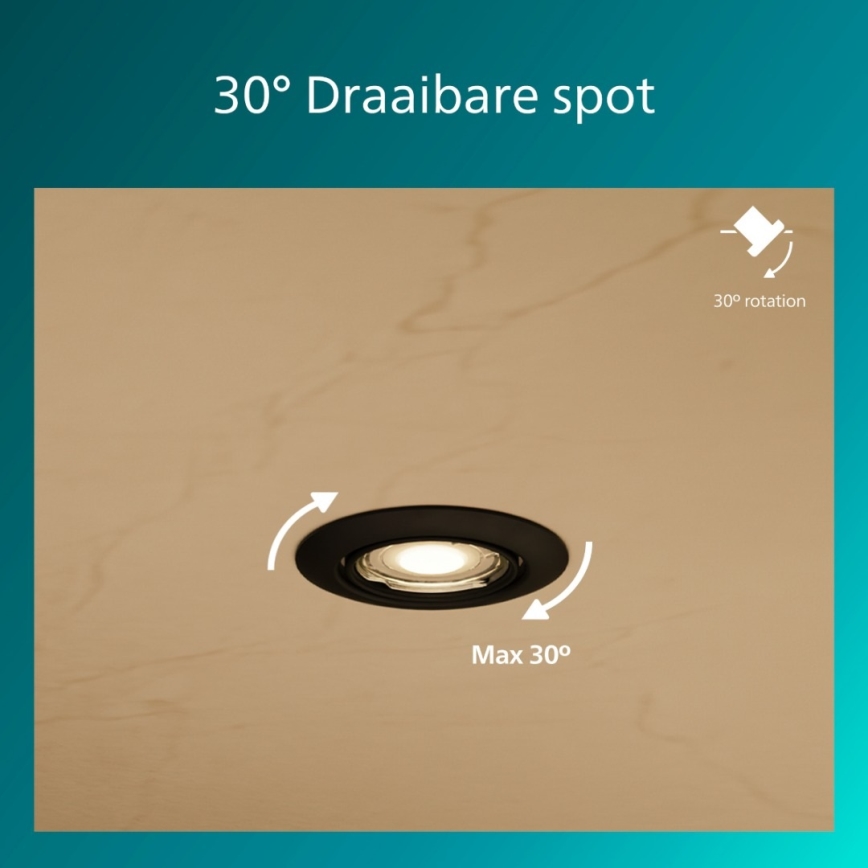 Philips - Candeeiro de teto encastrado PERIDOT 1xGU10/7W/230V preto