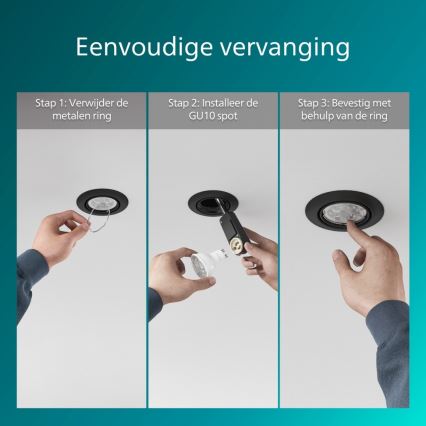 Philips - Candeeiro de teto encastrado PERIDOT 1xGU10/7W/230V preto