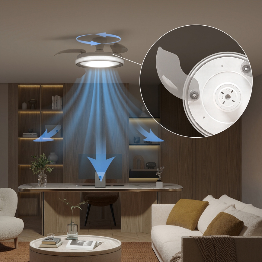 Philips - Luminária de teto LED dimerizável com ventilador BLISS LED/35W/230V branca + controlo remoto