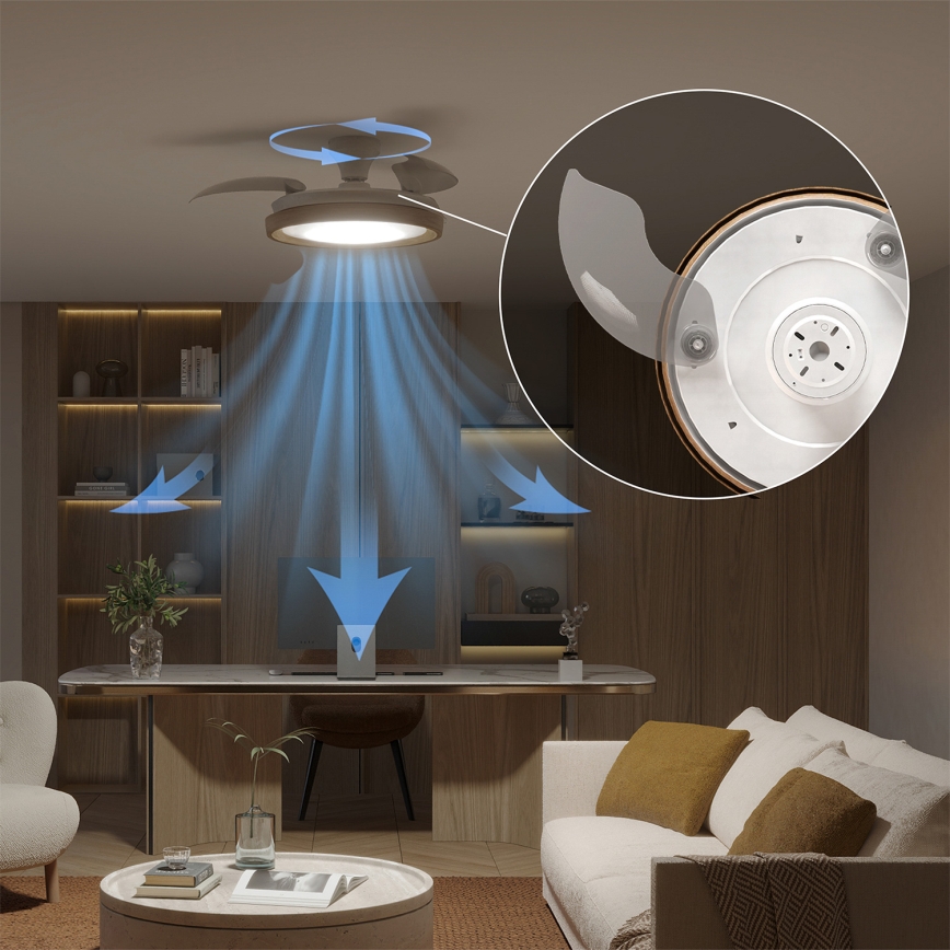 Philips - Luz LED dimerizável com ventilador BLISS LED/35W/230V castanho + comando à distância