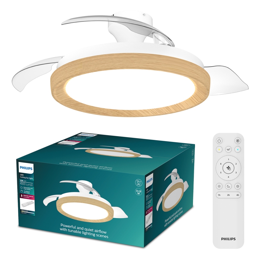 Philips - Luz LED dimerizável com ventilador BLISS LED/35W/230V castanho + comando à distância