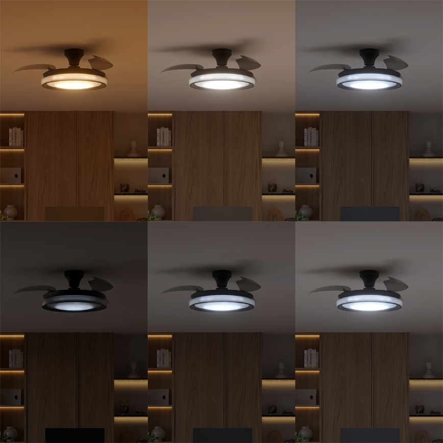 Philips - Luminária de teto LED regulável com ventilador BLISS LED/35W/230V preta + controlo remoto