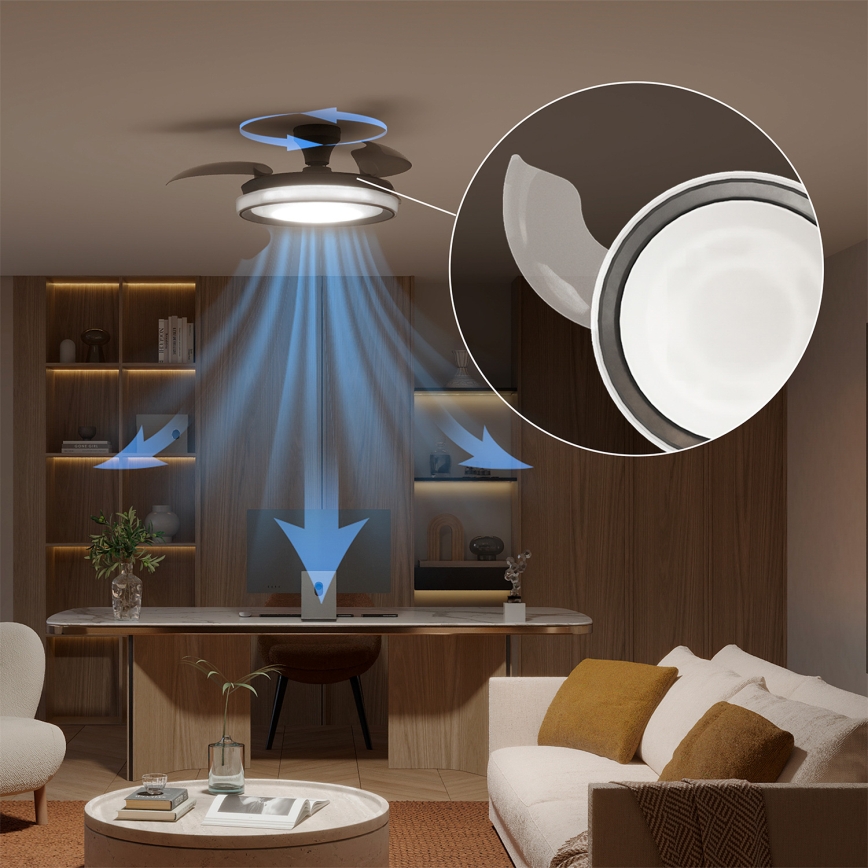 Philips - Luminária de teto LED regulável com ventilador BLISS LED/35W/230V preta + controlo remoto