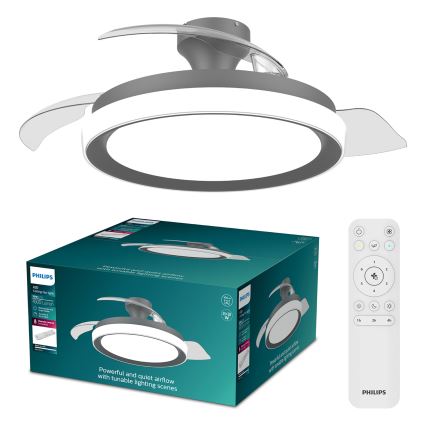 Philips - Luminária de teto LED regulável com ventilador BLISS LED/35W/230V preta + controlo remoto