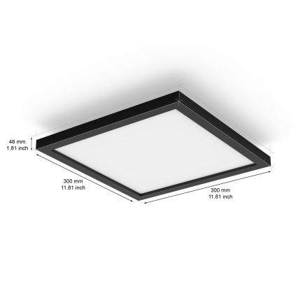Philips - Luminária de teto LED dimerizável Hue AURELLE LED/19W/230V 2200-6500K 30x30 cm preta