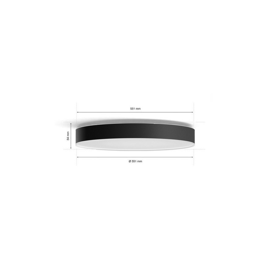 Philips - Luminária de teto LED regulável Hue LED/48W/230V 2200–6500K Ø 551 mm preta + comando remoto