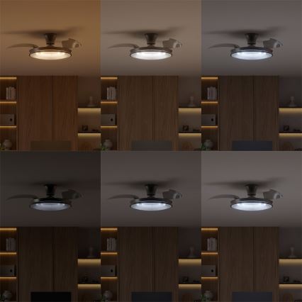 Philips - Candeeiro de teto LED regulável com ventilador ATLAS LED/35W/230V cromado fosco + controlo remoto