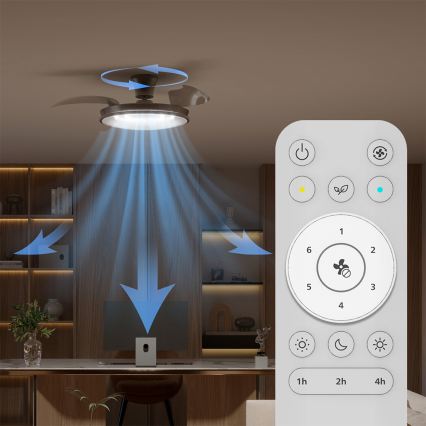 Philips - Candeeiro de teto LED regulável com ventilador ATLAS LED/35W/230V cromado fosco + controlo remoto