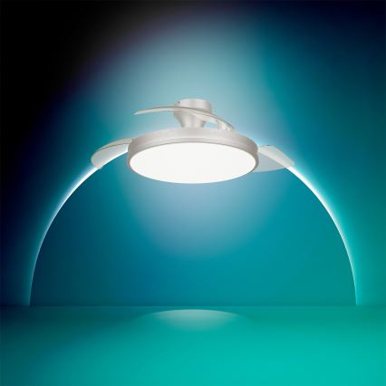 Philips - Candeeiro de teto LED regulável com ventilador ATLAS LED/35W/230V cromado fosco + controlo remoto