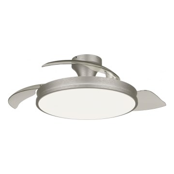 Philips - Candeeiro de teto LED regulável com ventilador ATLAS LED/35W/230V cromado fosco + controlo remoto